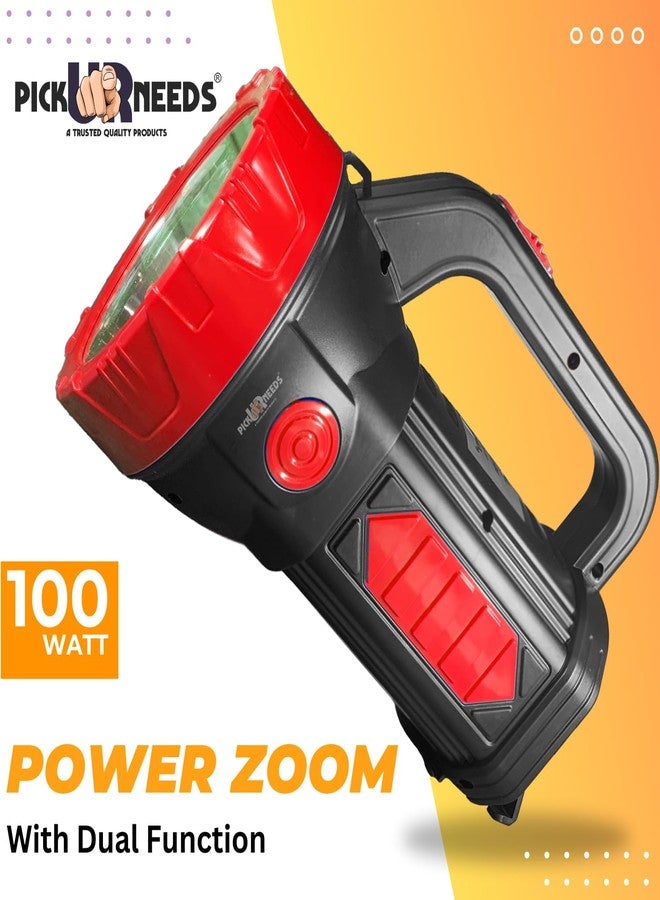 Pick Ur Needs Home Emergency Rechargeable 100W +2 Side Tube LED Long Range Search Torch Light (Red) - Image 2